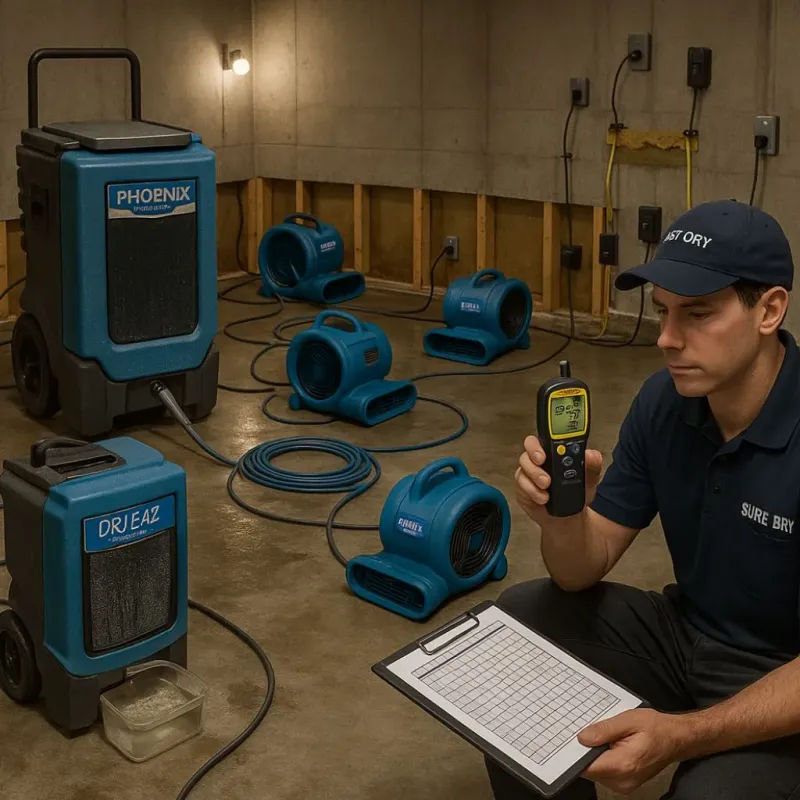 Structural Drying and Dehumidification process in Foothill Farms, CA
